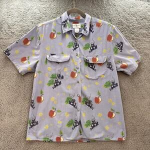 Partners Mervyns Vintage Women's Medium Short Sleeve‎ Button Up Shirt Fruit
